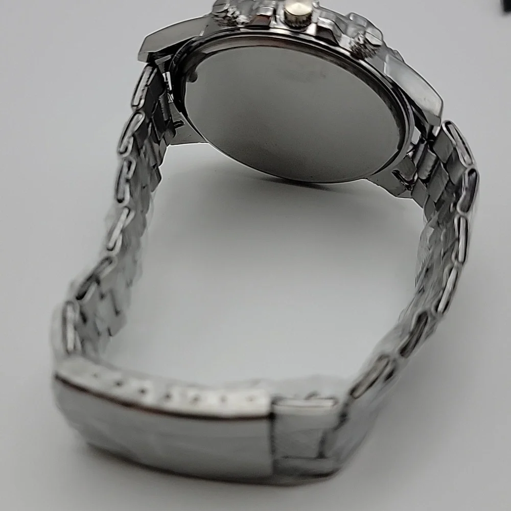 Silver Men’s 48mm Chronograph Style Quartz Watch - Silver Dial And 3 Link Band